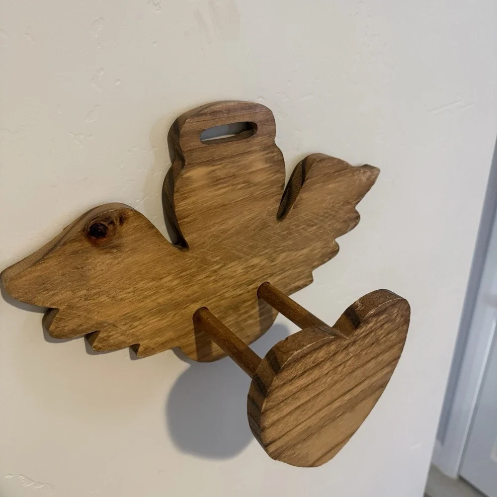 Vintage Oak Wooden Heart‎ And Angel Wall Mounted Cottagecore Quilt Holder